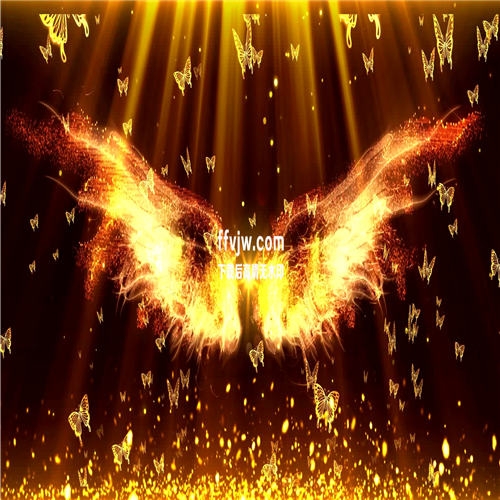 金色翅膀-蝴蝶飞舞-梦想LED舞台大屏视频素材