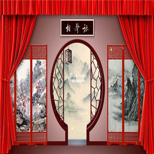 中式拱门相声评书曲艺场景古典中国风相声舞台背景led视频素材