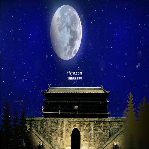 古典民乐关山月LED舞台晚会大屏月亮古城墙背景配乐成品视频素材A339
