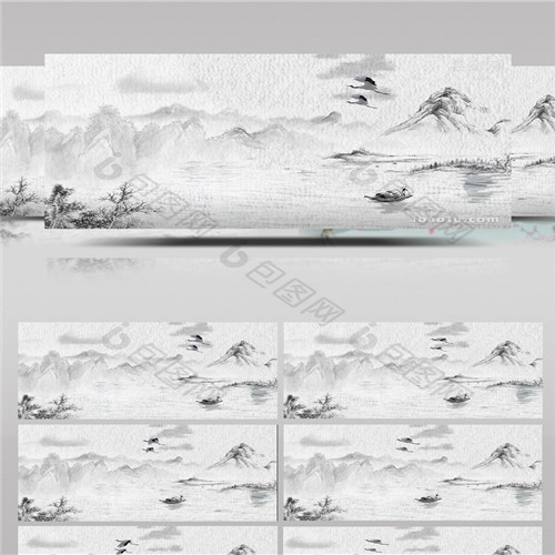 中国风水墨山水动态背景视频大屏背景视频